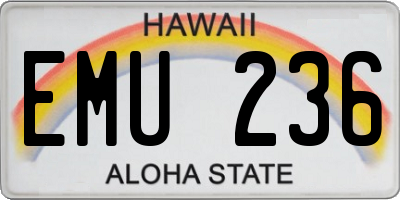 HI license plate EMU236