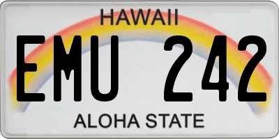 HI license plate EMU242