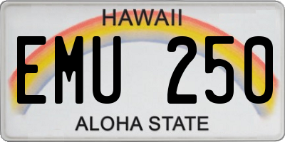 HI license plate EMU250