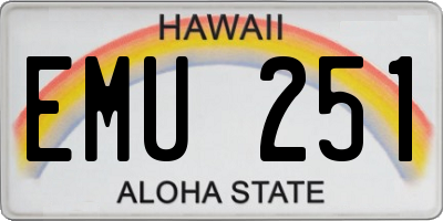 HI license plate EMU251