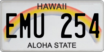 HI license plate EMU254