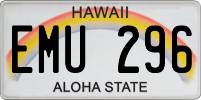 HI license plate EMU296