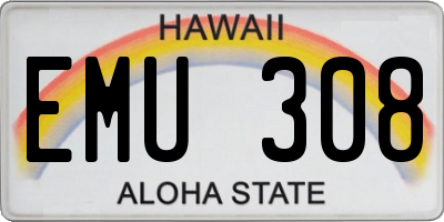HI license plate EMU308
