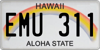 HI license plate EMU311