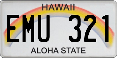 HI license plate EMU321