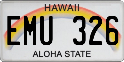 HI license plate EMU326