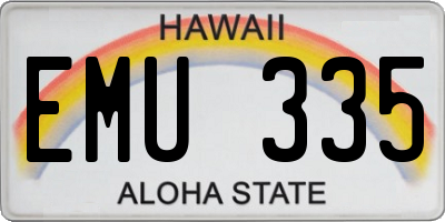 HI license plate EMU335
