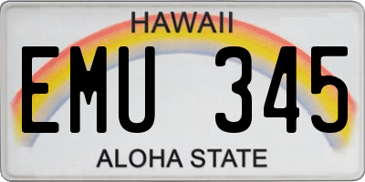 HI license plate EMU345