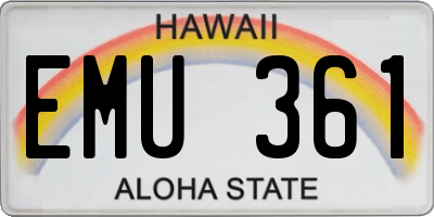 HI license plate EMU361
