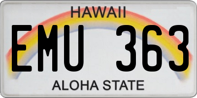 HI license plate EMU363