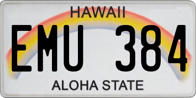 HI license plate EMU384