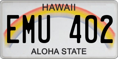 HI license plate EMU402