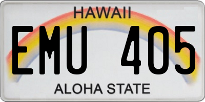 HI license plate EMU405