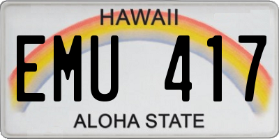 HI license plate EMU417