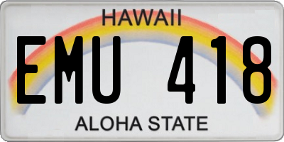 HI license plate EMU418