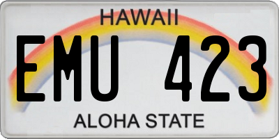 HI license plate EMU423
