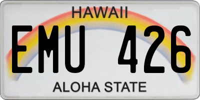 HI license plate EMU426