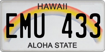 HI license plate EMU433