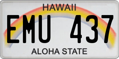 HI license plate EMU437