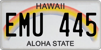 HI license plate EMU445