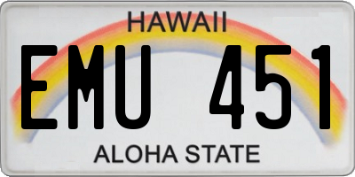 HI license plate EMU451