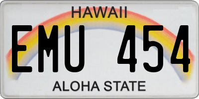 HI license plate EMU454