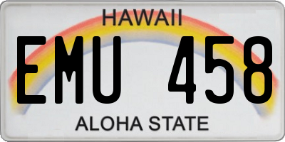 HI license plate EMU458