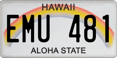 HI license plate EMU481