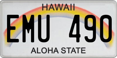 HI license plate EMU490