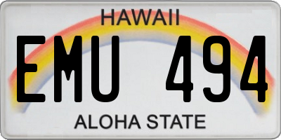 HI license plate EMU494