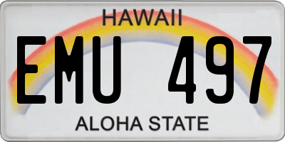 HI license plate EMU497