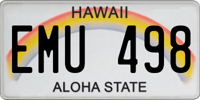 HI license plate EMU498