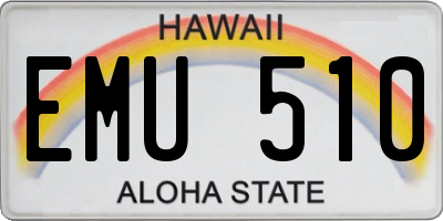 HI license plate EMU510