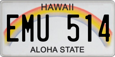 HI license plate EMU514