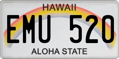 HI license plate EMU520