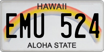 HI license plate EMU524