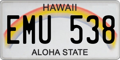 HI license plate EMU538