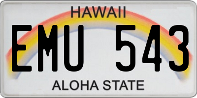 HI license plate EMU543