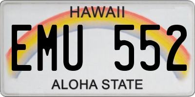 HI license plate EMU552