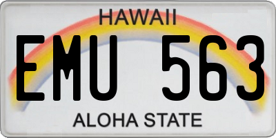 HI license plate EMU563