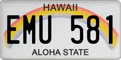 HI license plate EMU581