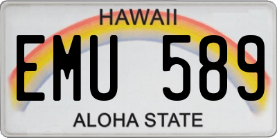 HI license plate EMU589