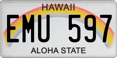 HI license plate EMU597