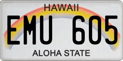 HI license plate EMU605