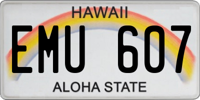 HI license plate EMU607
