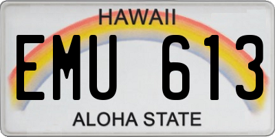 HI license plate EMU613