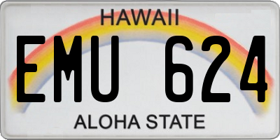 HI license plate EMU624