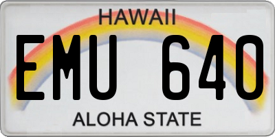 HI license plate EMU640