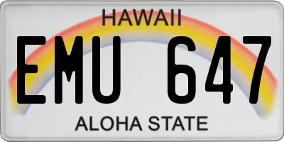 HI license plate EMU647