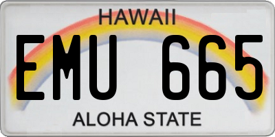 HI license plate EMU665